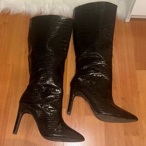 Black croc boots